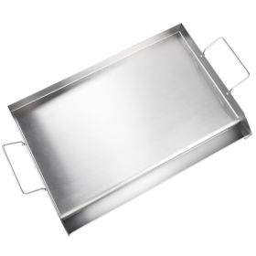 XStove Top Griddle, 23.5"x16" Pre-Seasoned Stainless Steel Griddle, Rectangular Double Burner Griddle Pan