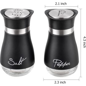 Salt And Pepper Shakers Set - Salt Containers With Glass Bottom (Option: Black)
