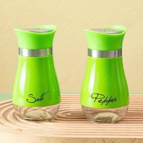 Salt And Pepper Shakers Set - Salt Containers With Glass Bottom (Option: Green)