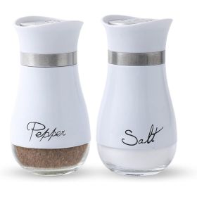 Salt And Pepper Shakers Set - Salt Containers With Glass Bottom (Option: White)