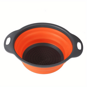 Collapsible Silicone Colander & Vegetable Strainer (Color: Orange2, size: small)