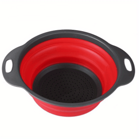 Collapsible Silicone Colander & Vegetable Strainer (Color: Red2, size: large)