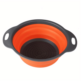 Collapsible Silicone Colander & Vegetable Strainer (Color: Orange2, size: large)