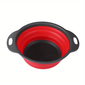 Collapsible Silicone Colander & Vegetable Strainer (Color: Red2, size: small)