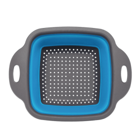 Collapsible Silicone Colander & Vegetable Strainer (Color: Blue, size: large)