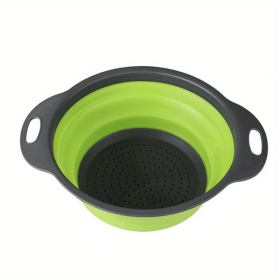 Collapsible Silicone Colander & Vegetable Strainer (Color: Green2, size: large)