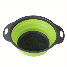 Collapsible Silicone Colander & Vegetable Strainer (Color: Green2, size: small)