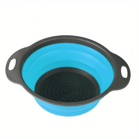 Collapsible Silicone Colander & Vegetable Strainer (Color: Blue2, size: large)
