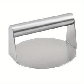 Stainless Steel Meat & Burger Smasher - Flat Grill & Griddle Press (Material: All Steel Round Meat Press)