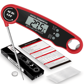 Waterproof Instant Read Meat Thermometer for Cooking & Grilling (Color: Red)