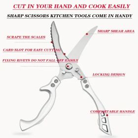 German Stainless Steel Kitchen Shears Set - Multi-Purpose Meat & Veggie Scissors (Material: 430 stainless  steel,aluminum handle)