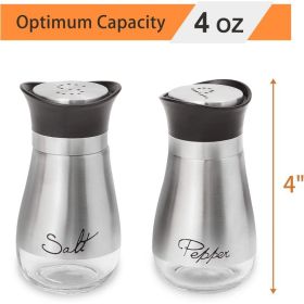 Salt And Pepper Shakers Set - Salt Containers With Glass Bottom (Option: Silver)